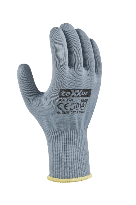 teXXor® Feinstrick-Handschuhe NYLON grau/blaue Noppen