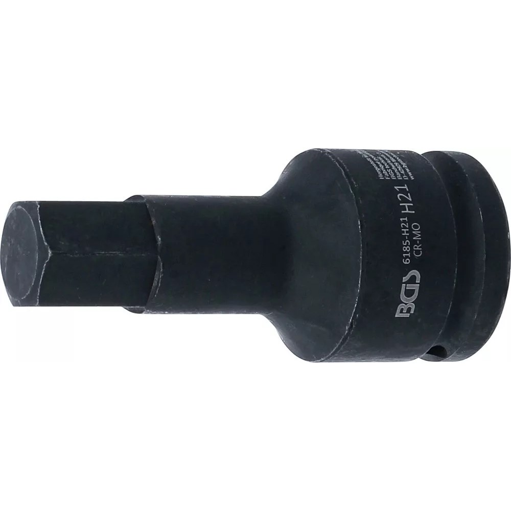 Kraft-Bit-Einsatz, Länge 100 mm, Antrieb Innenvierkant 20 mm (3/4"), Innensechskant 21 mm