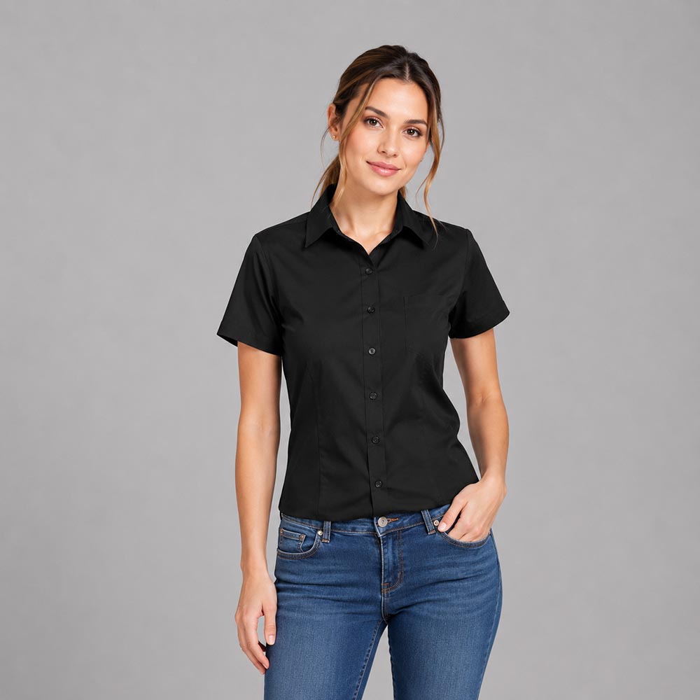 Damen Bluse halbarm schwarz