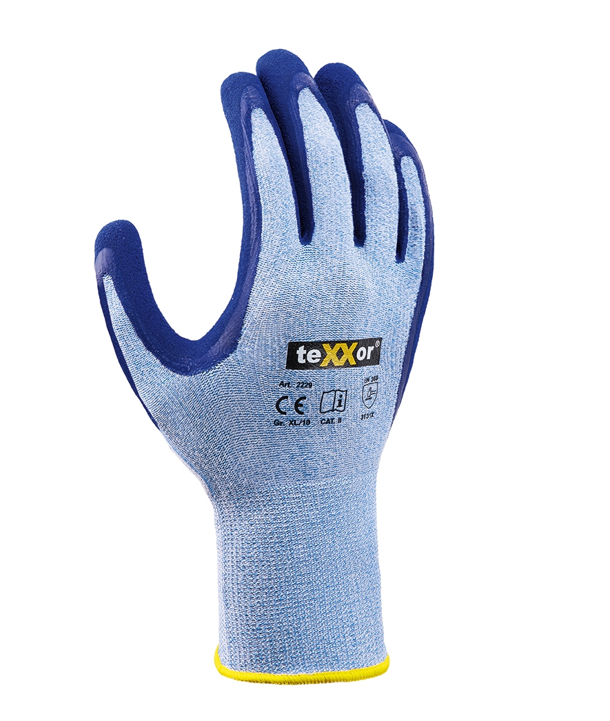 teXXor® Polyester-Strickhandschuhe LATEX hellblau meliert/mittelblau