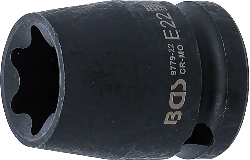 Kraft-Steckschlüssel-Einsatz E-Profil, Antrieb Innenvierkant 12,5 mm (1/2"), SW E22