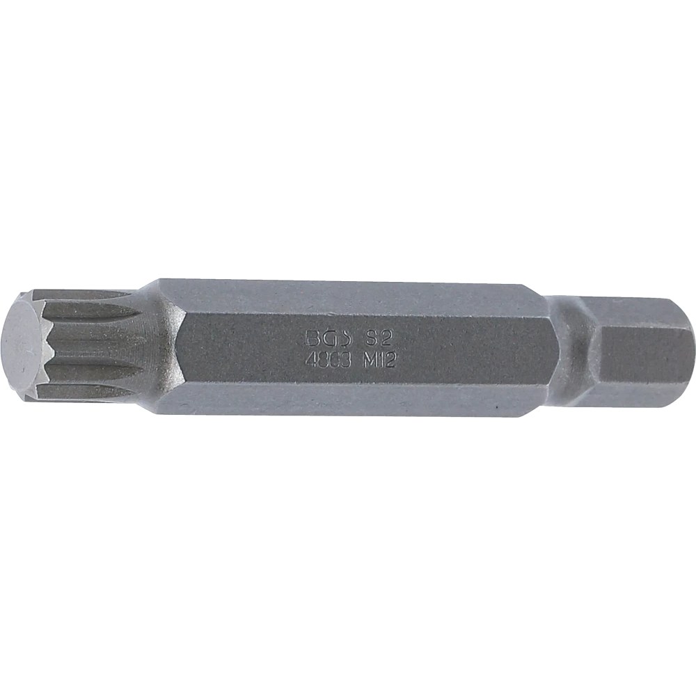 Bit, Länge 75 mm, Antrieb Außensechskant 10 mm (3/8"), Innenvielzahn (für XZN) M12