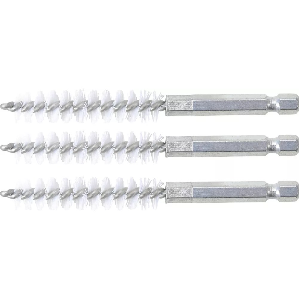 Nylonbürste, 11 mm, Antrieb Außensechskant 6,3 mm (1/4"), 3-tlg.