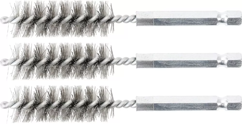 Stahlbürste, 15 mm, Antrieb Außensechskant 6,3 mm (1/4"), 3-tlg.