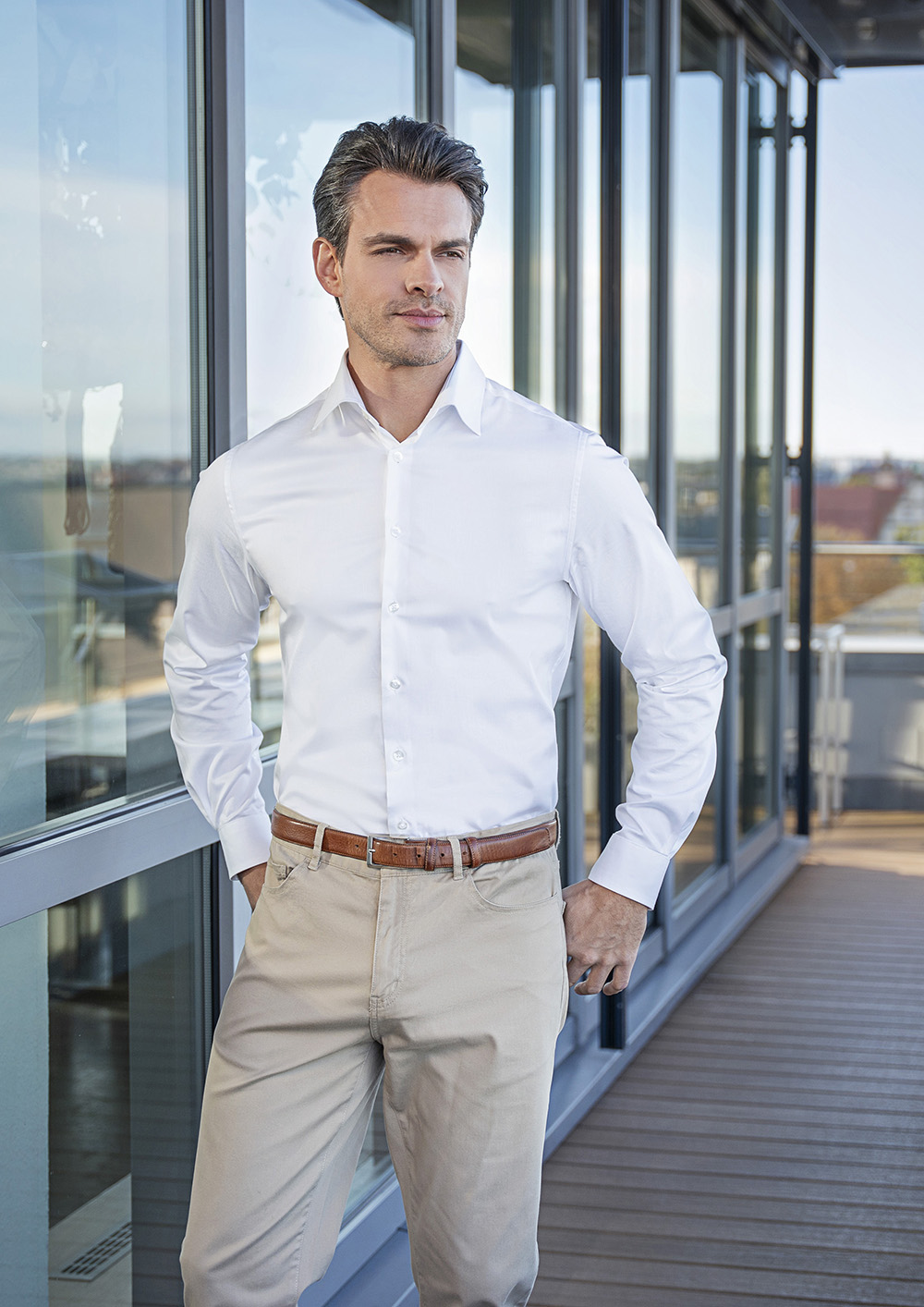 Langarm Herrenhemd Active-Stretch in Slim-Fit