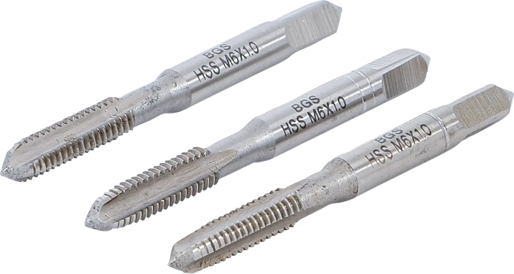 Gewindebohrer-Satz, Vor-, Mittel- und Fertigschneider, HSS-G, M6 x 1,0, 3-tlg.