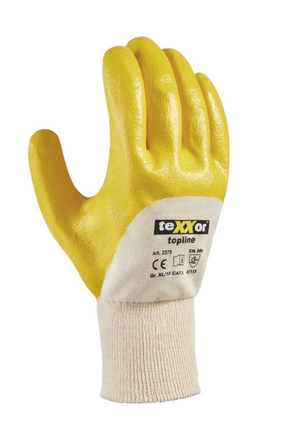teXXor® Nitril-Handschuhe STRICKBUND gelb