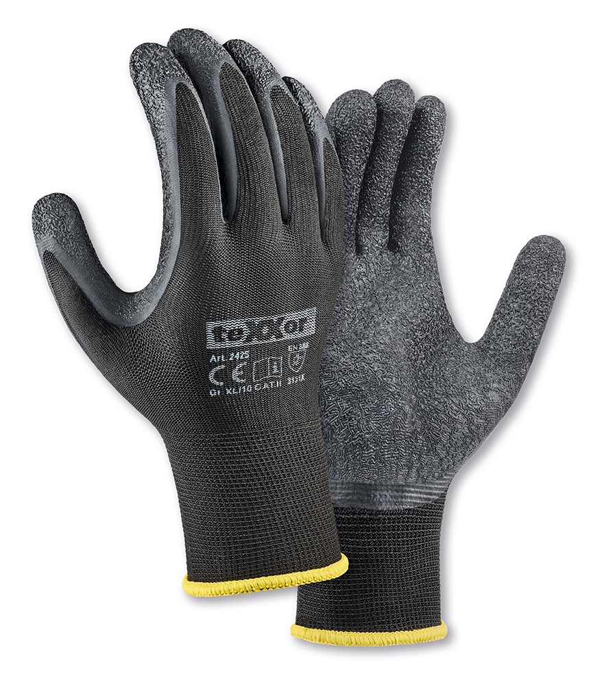 teXXor® Polyester-Strickhandschuhe LATEX schwarz/schwarz