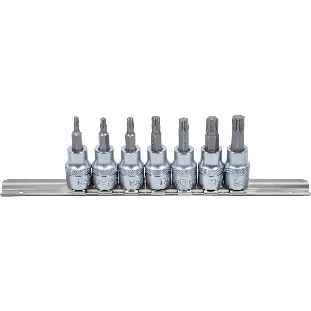 Bit-Einsatz-Satz, Antrieb Innenvierkant 10 mm (3/8"), T-Profil (für Torx) T15 - T50, 7-tlg.