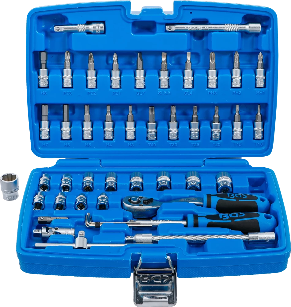 Steckschlüssel-Satz, Antrieb 6,3 mm (1/4"), 46-tlg.