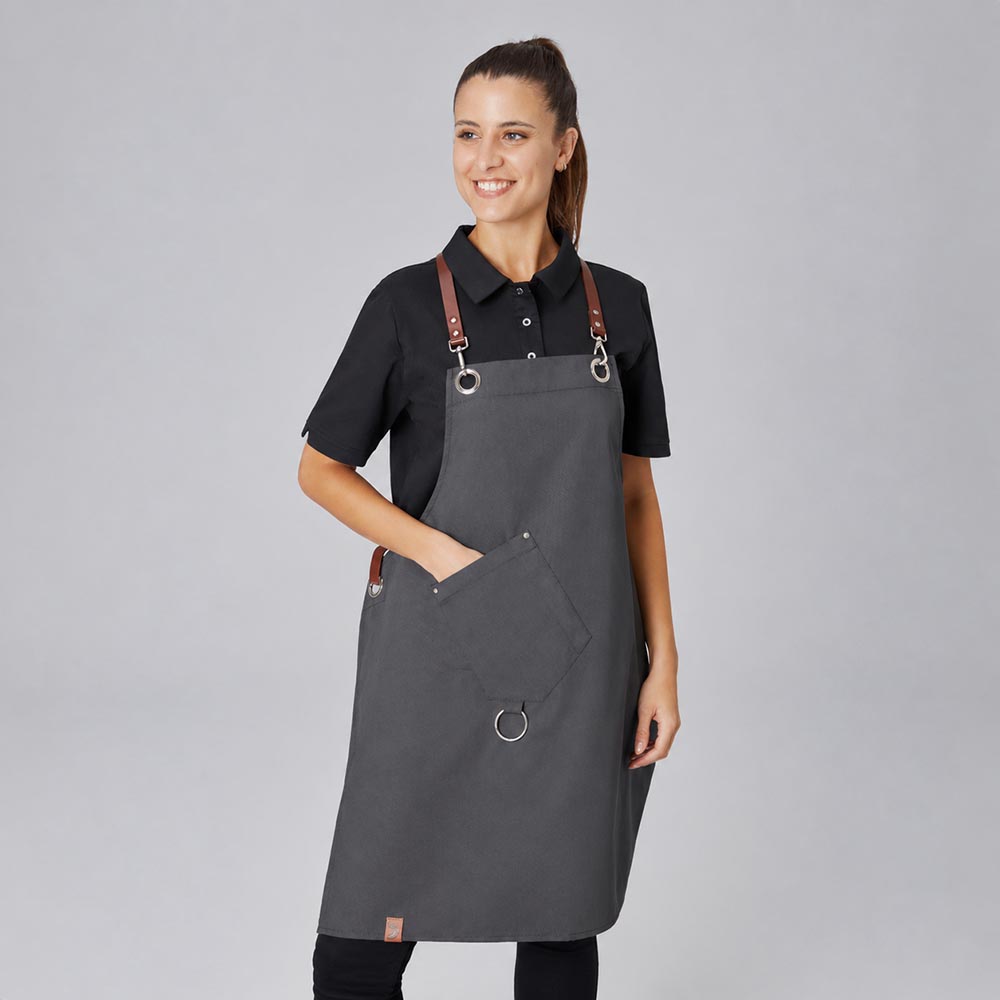 Latzschürze Casual Style mit X-Kreuzung, graphit, B 70 x L 80 cm