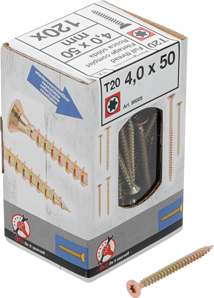 Mehrzweckschrauben, T-Profil (für Torx) T20, 4,0 x 50 mm, 120 Stück
