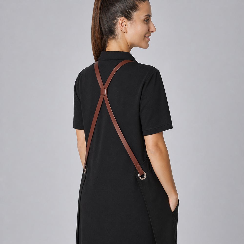 Latzschürze Casual Style mit X-Kreuzung, schwarz, B 70 x L 80 cm
