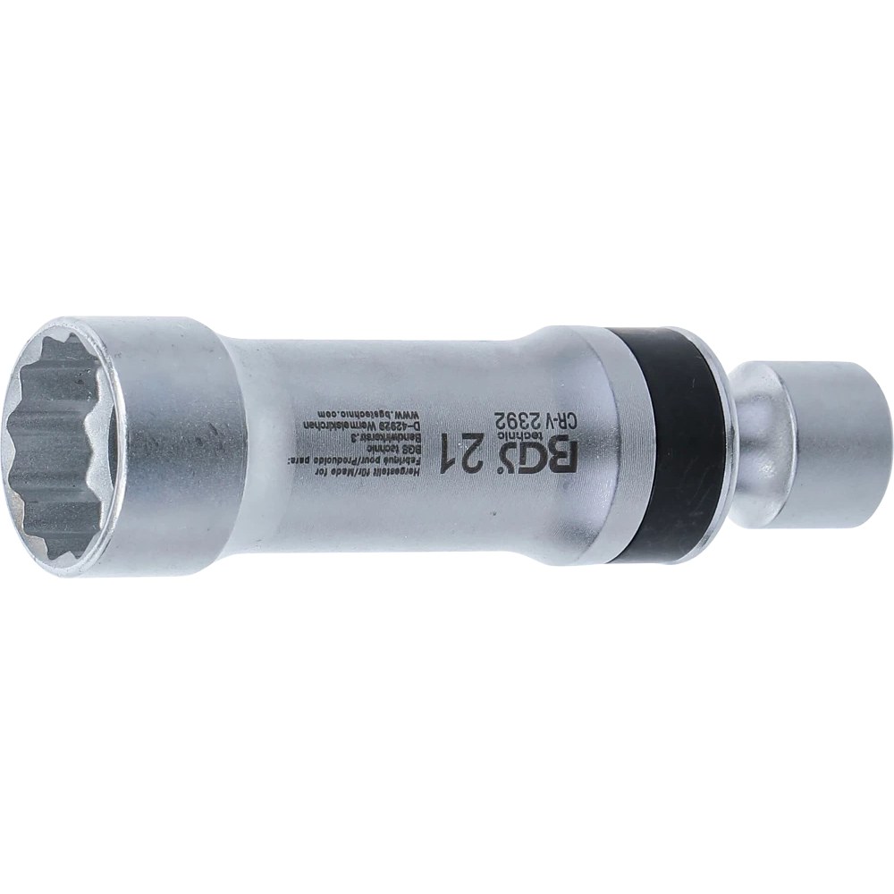 Zündkerzen-Gelenkeinsatz Zwölfkant mit Haltefeder, Antrieb Innenvierkant 10 mm (3/8"), SW 21 mm