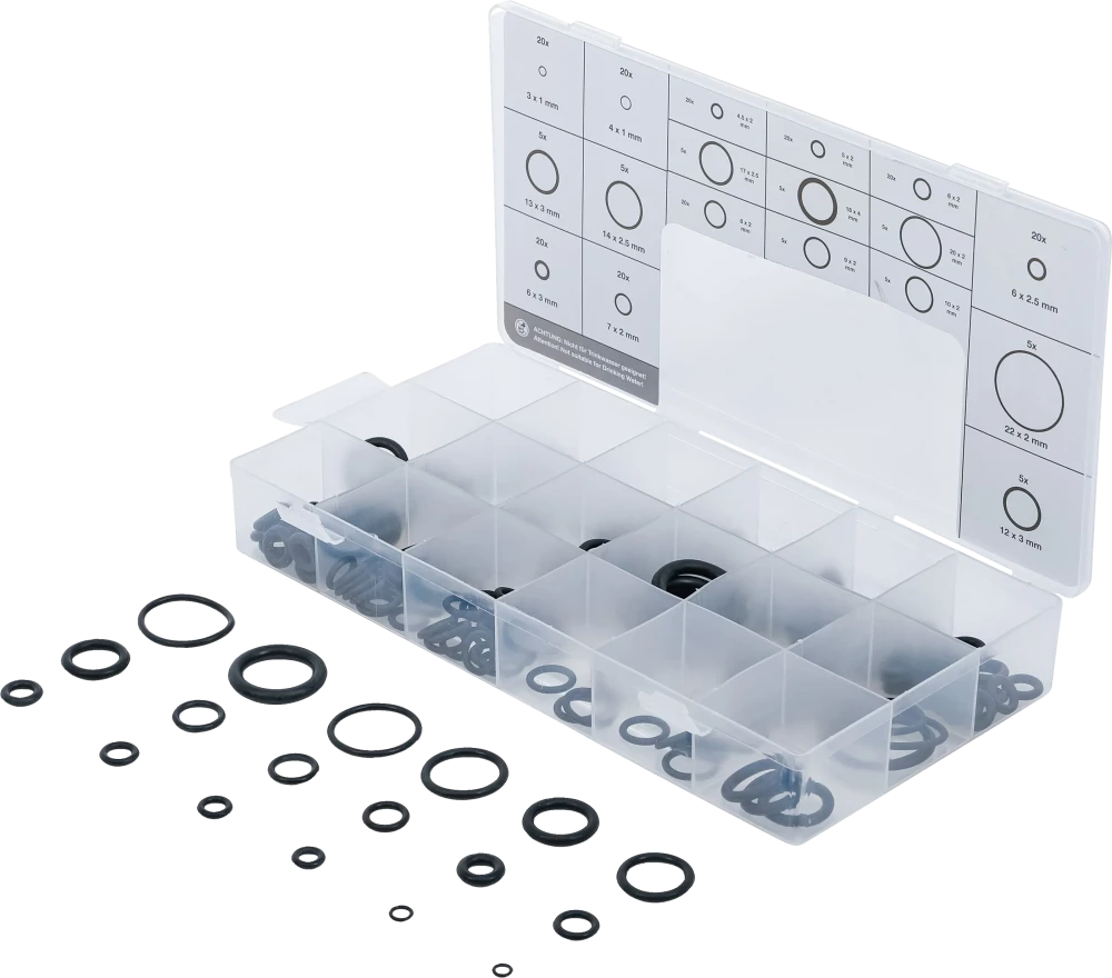 O-Ring-Sortiment, Ø 3 - 22 mm, 225-tlg.