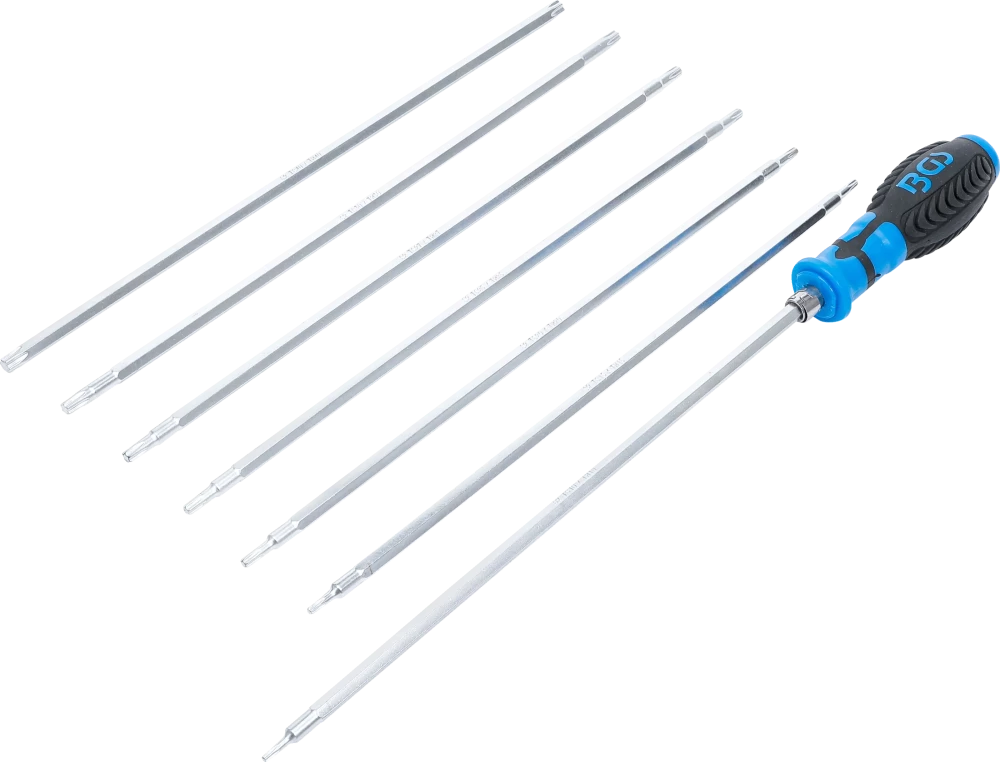 Schraubendreher-Satz mit Wechselklingen, T-Profil (für Torx) / T-Profil (für Torx) mit Bohrung, 8-tlg.