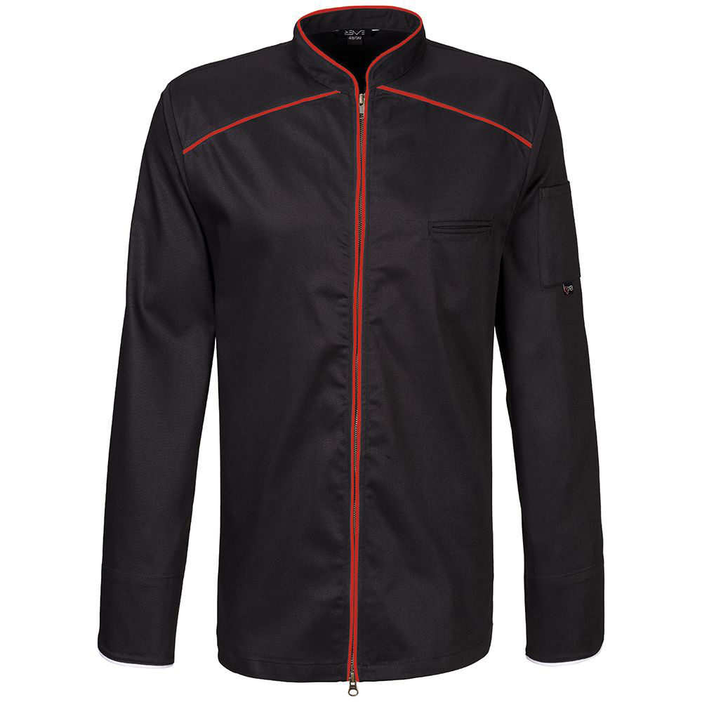 Kochjacke mit Paspel schwarz mit Paspel