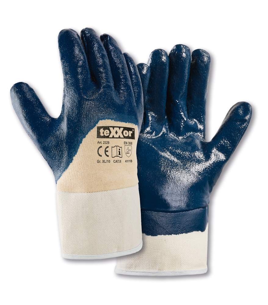 teXXor® Nitril-Handschuhe STULPE beige/blau