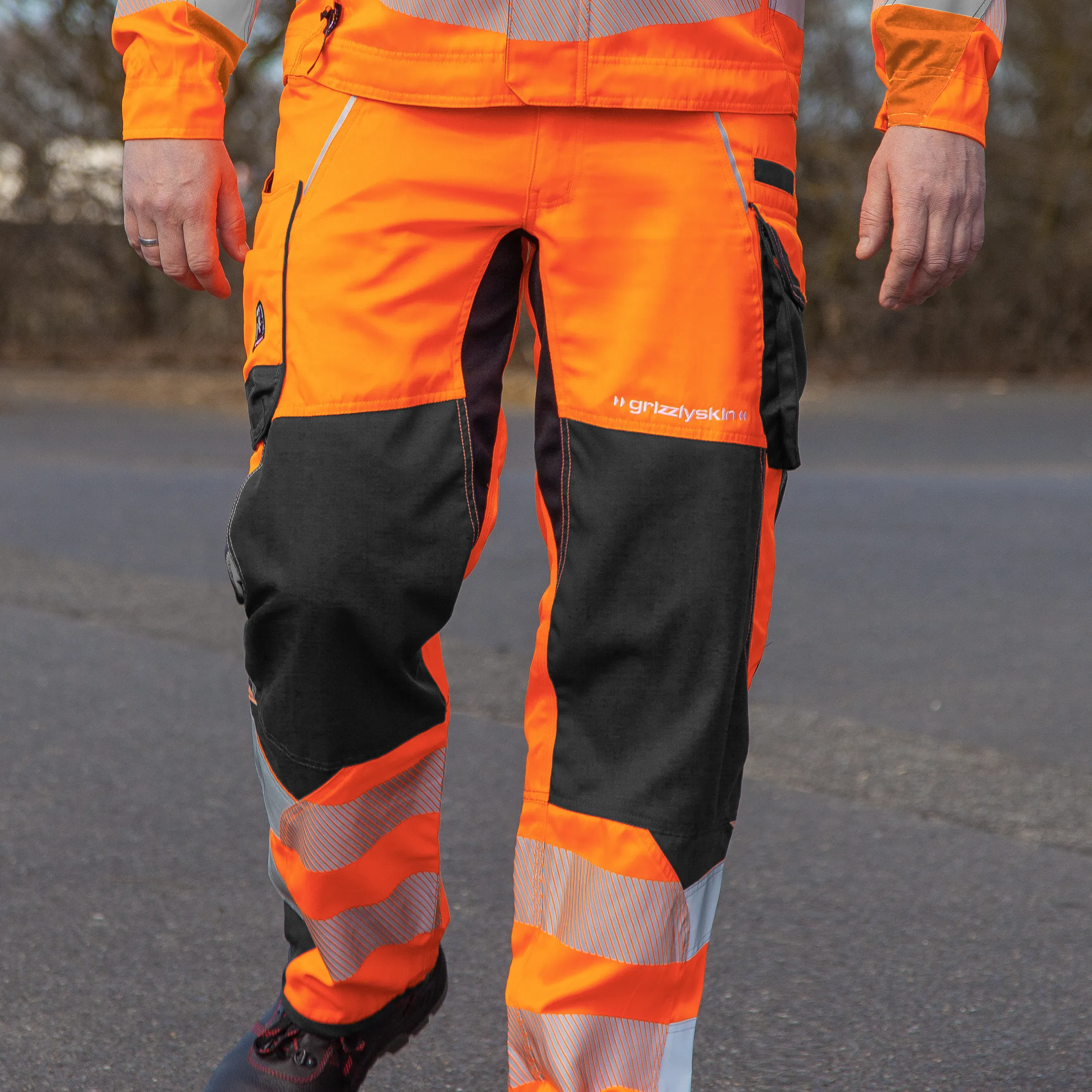 Arbeitshose "Grizzlyskin Warnschutz" aus Lyocell & Cordura