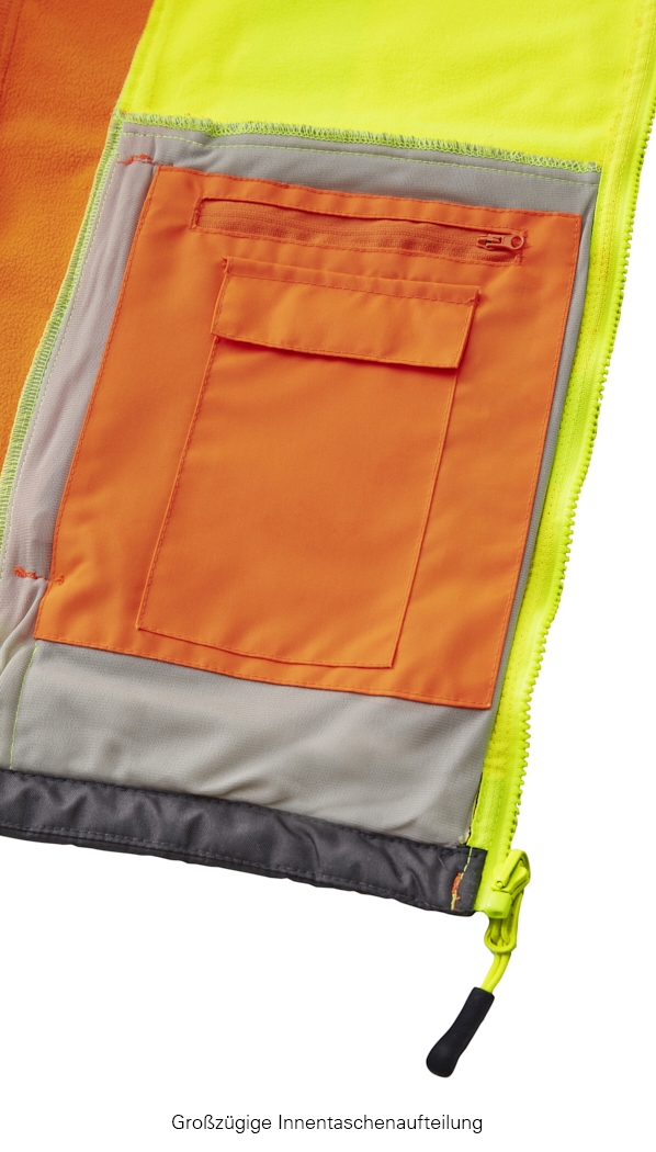 4PROTECT® Warnschutz-Softshelljacke HOUSTON leuchtorange/leuchtgelb