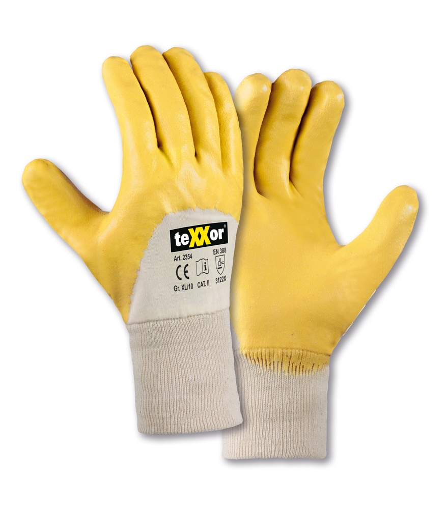 teXXor® Nitril-Handschuhe STRICKBUND gelb