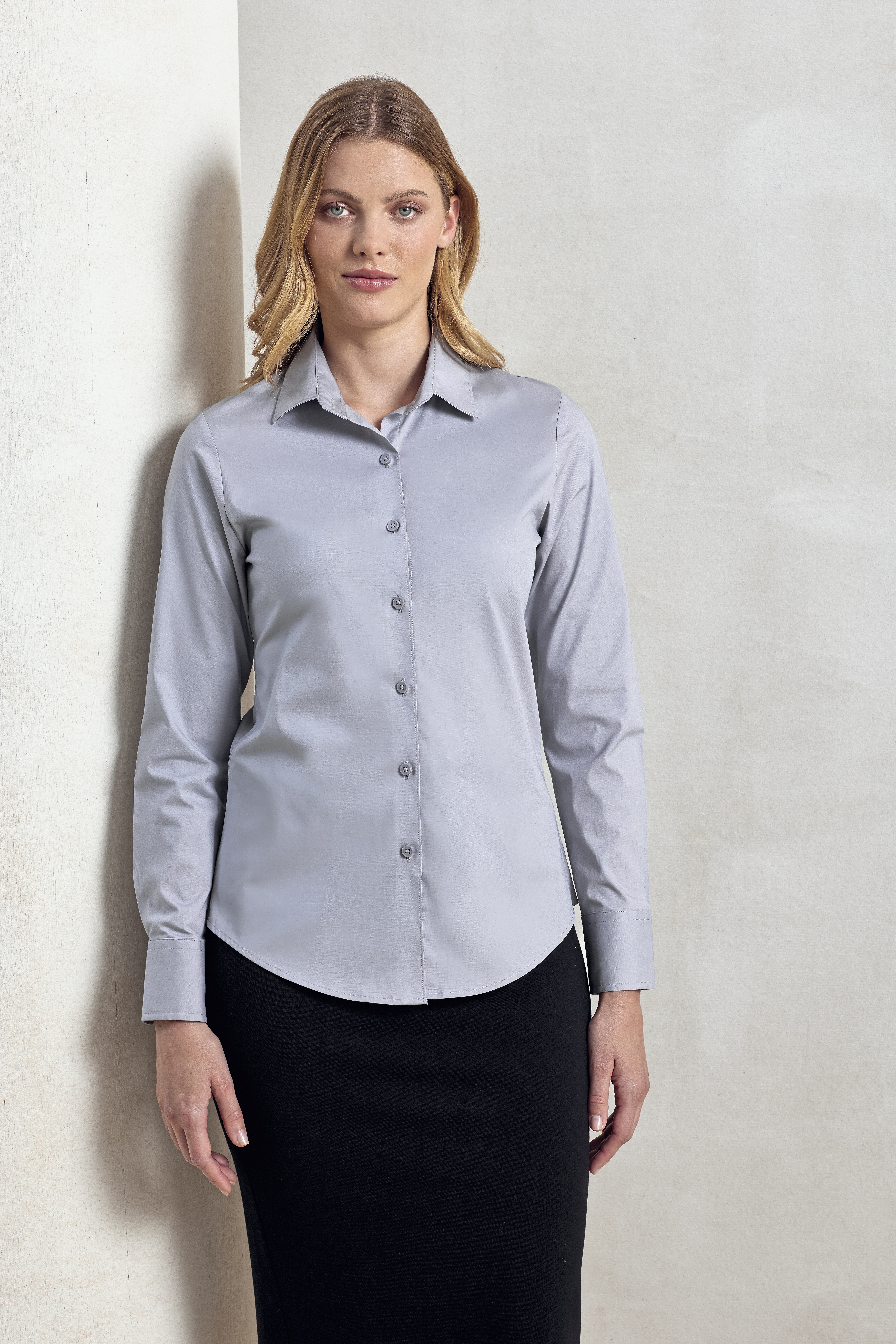 Bluse – Women´s Stretch Fit Poplin Long Sleeve Cotton Shirt