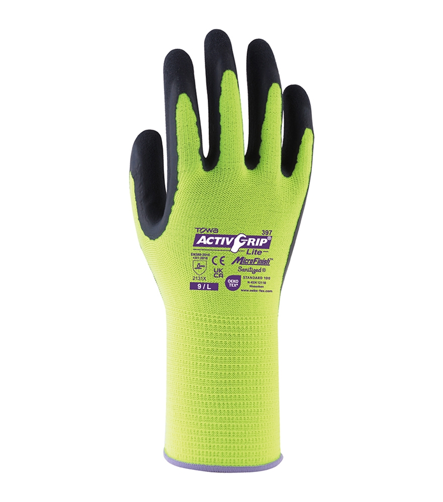TOWA® Polyester-Feinstrickhandschuhe ActivGrip™ Lite gelb/dunkelgrau