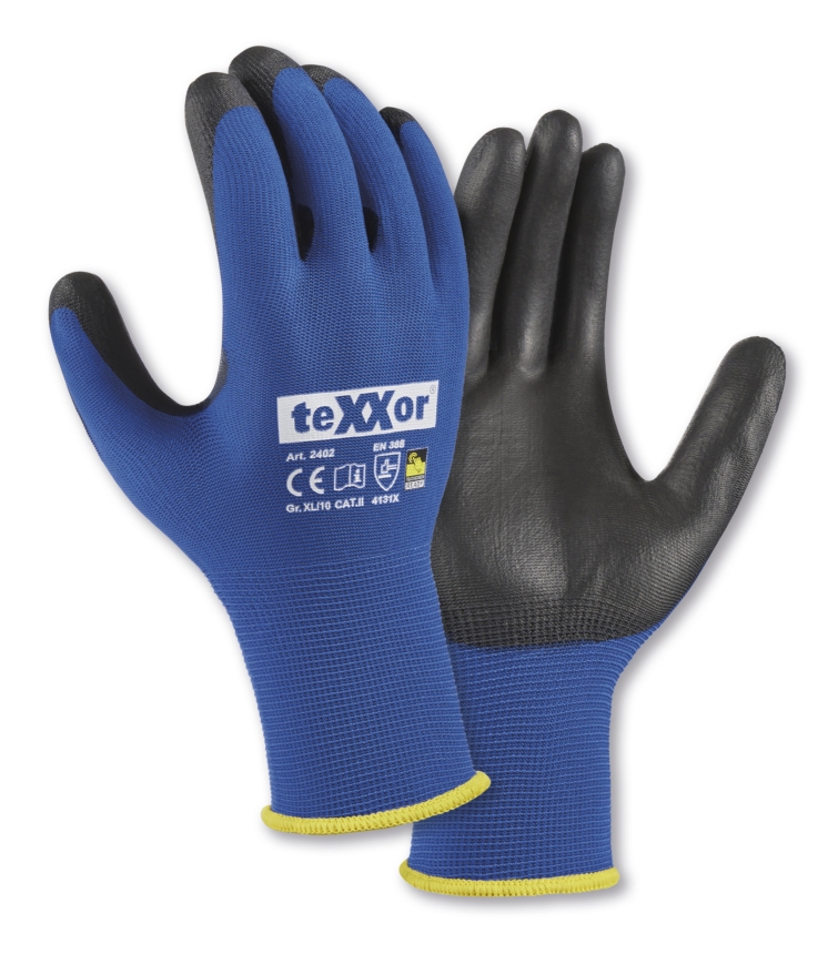 teXXor® Nylon-Strickhandschuhe TOUCH blau/schwarz