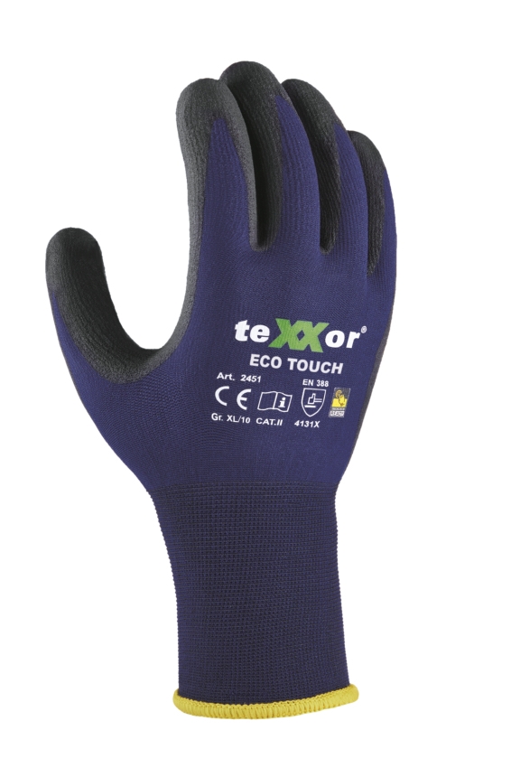 teXXor® Nylon-Strickhandschuhe ECO TOUCH® dunkelblau/schwarz