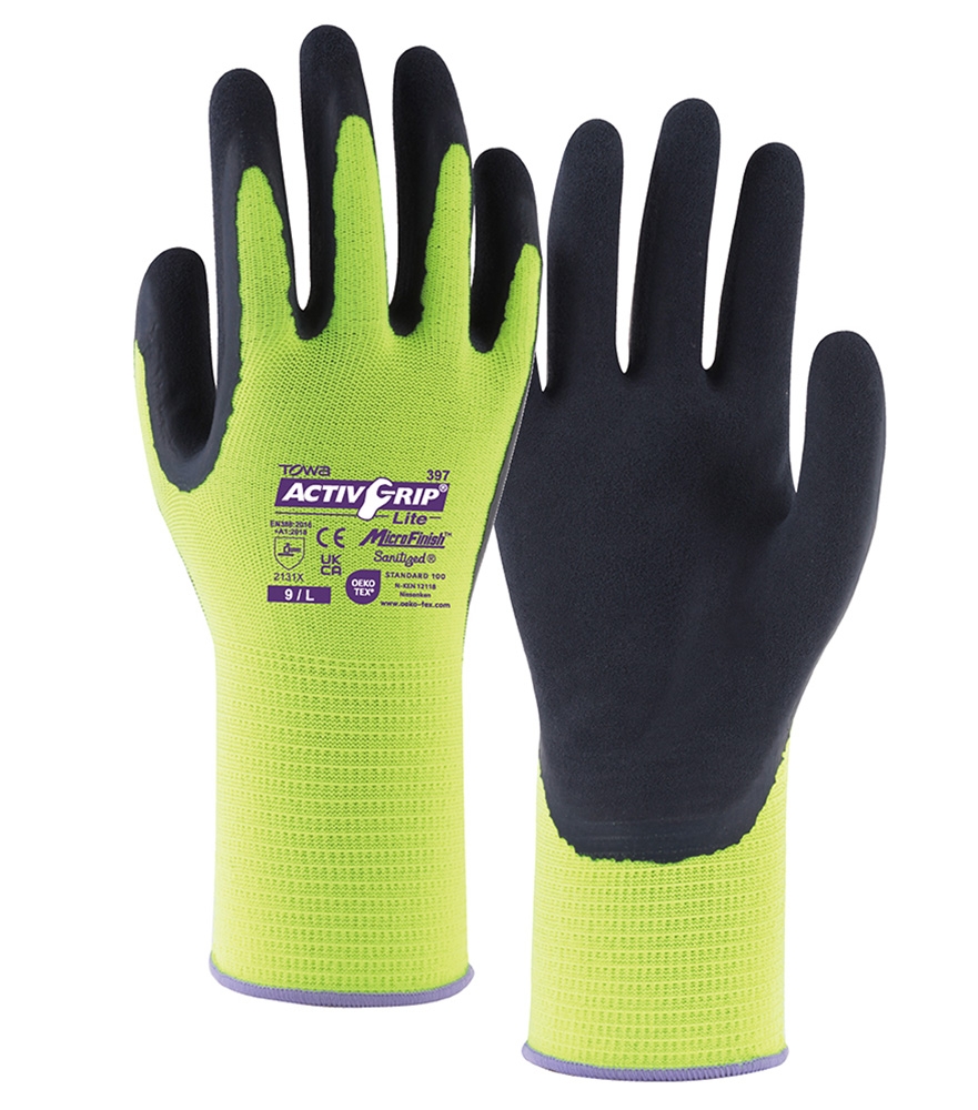 TOWA® Polyester-Feinstrickhandschuhe ActivGrip™ Lite gelb/dunkelgrau
