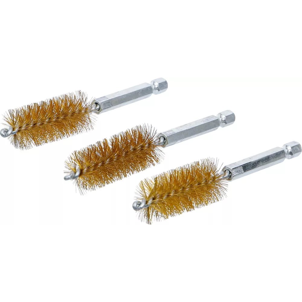 Messingbürste, 19 mm, Antrieb Außensechskant 6,3 mm (1/4"), 3-tlg.