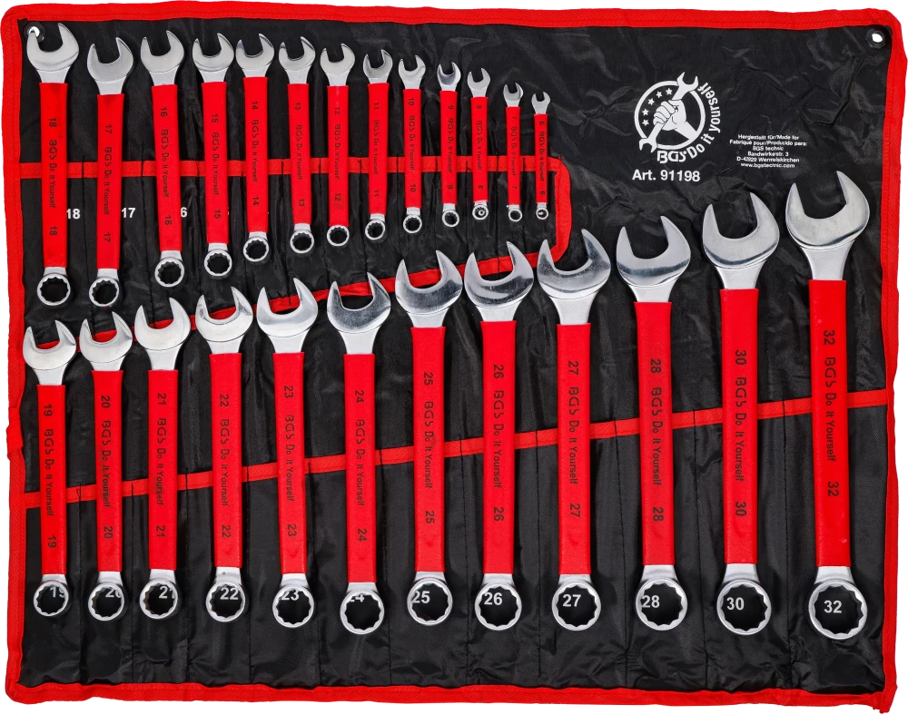 Maul-Ringschlüssel-Satz, mit rutschfestem Griff SW 6 - 32 mm, 25-tlg.