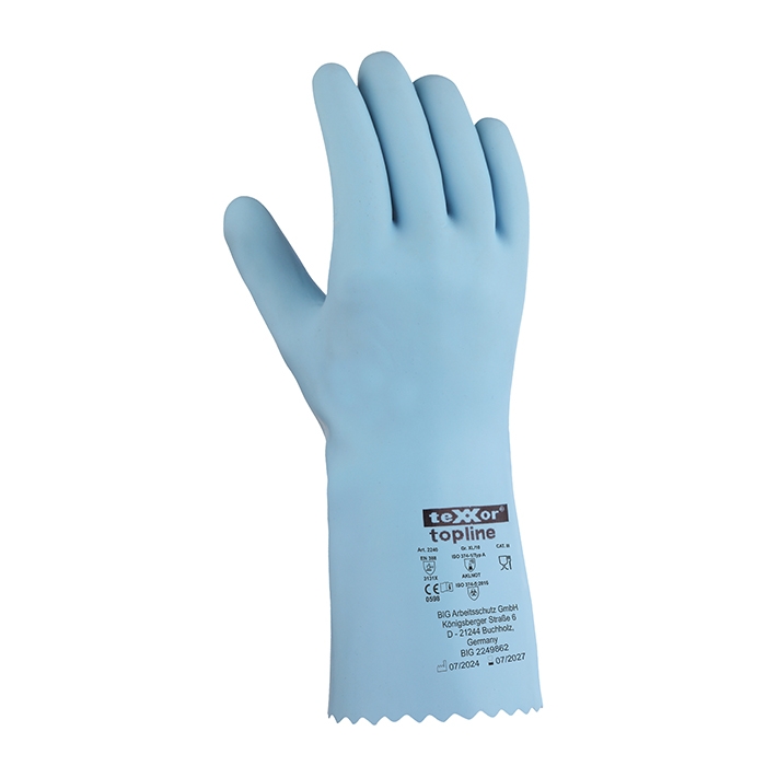 teXXor® Chemikalienschutz-Handschuhe NATURLATEX hellblau