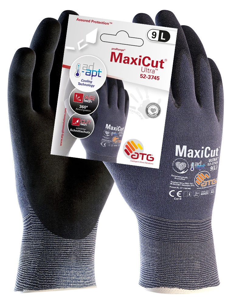MaxiCut® Ultra™AD-APT® Nylon-Strickhandschuhe (52-3745 HCT), SB-Verpackung blau/schwarz