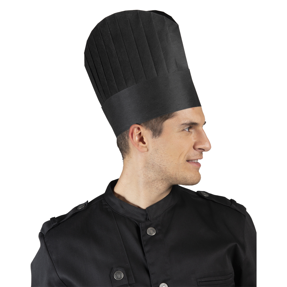 Einweg Papier-Kochmütze H 25 cm, schwarz, 10er Pack