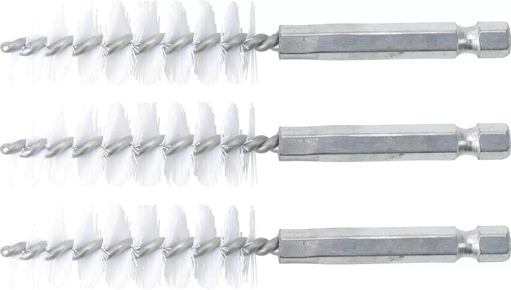 Nylonbürste, 16 mm, Antrieb Außensechskant 6,3 mm (1/4"), 3-tlg.