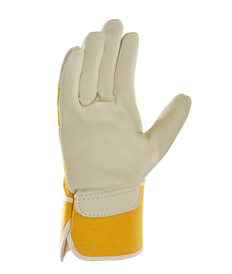 teXXor® Büffelvollleder-Winterhandschuhe HUSKY Leder natur, Drell gelb