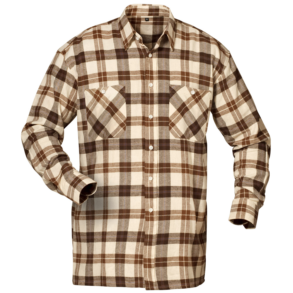 Flanell-Hemd, Beige/Braun/Blau Kariert Nevada