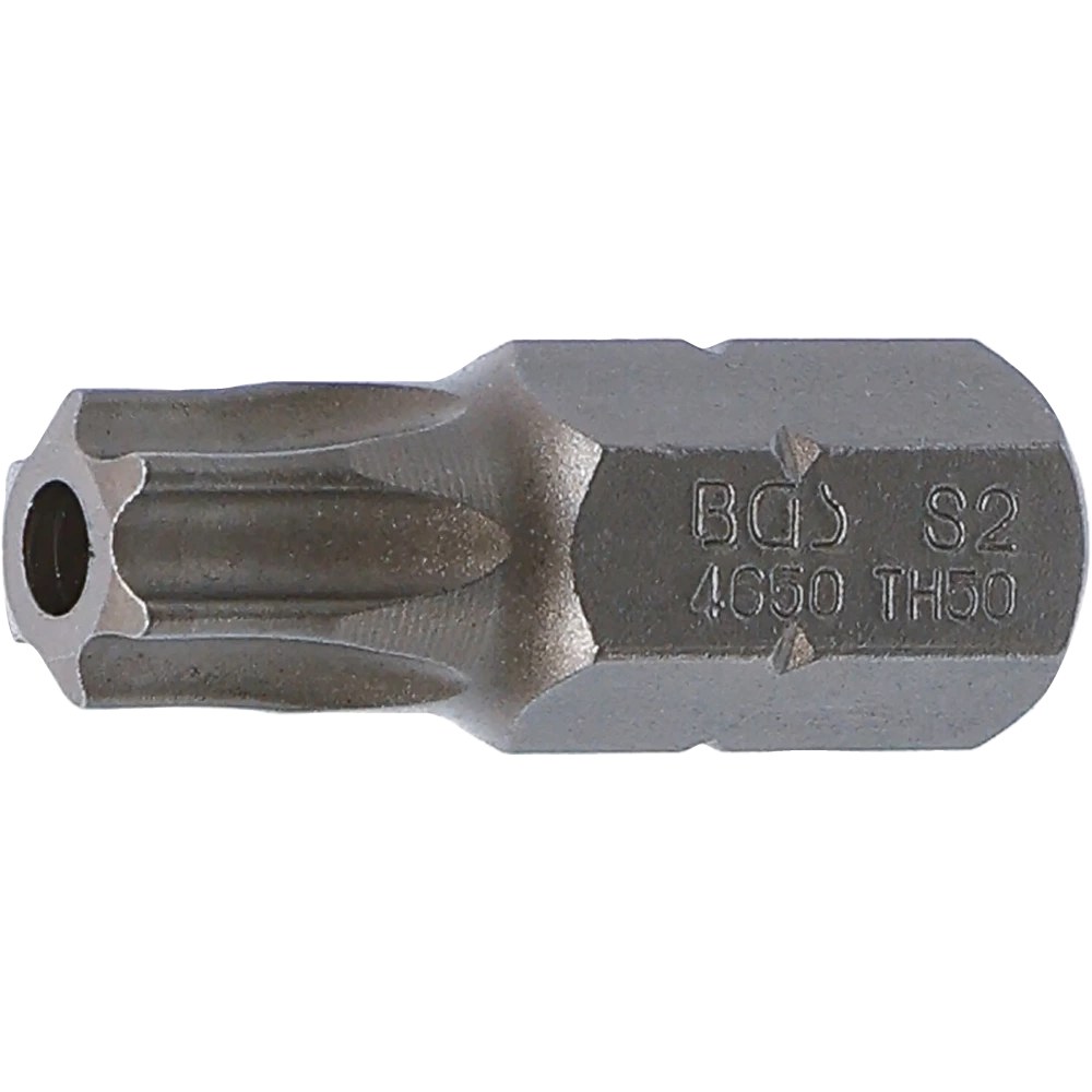 Bit, Länge 30 mm, Antrieb Außensechskant 10 mm (3/8"), T-Profil (für Torx) mit Bohrung T50