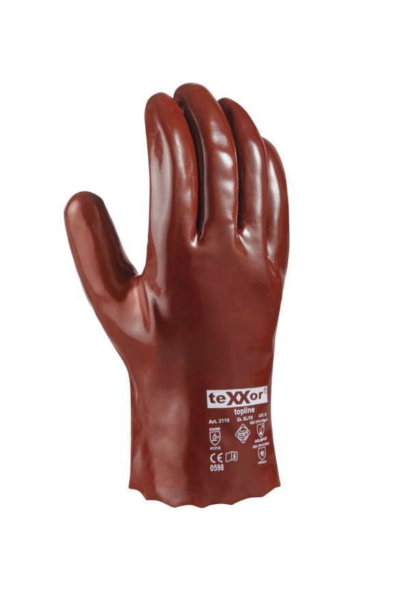 teXXor® Chemikalienschutz-Handschuhe PVC ROTBRAUN rotbraun