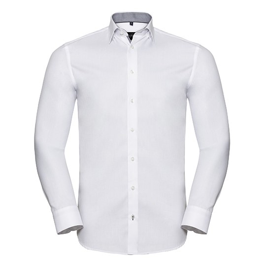 Hemd – Men's Long Sleeve Tailored Contrast Herringbone Shirt