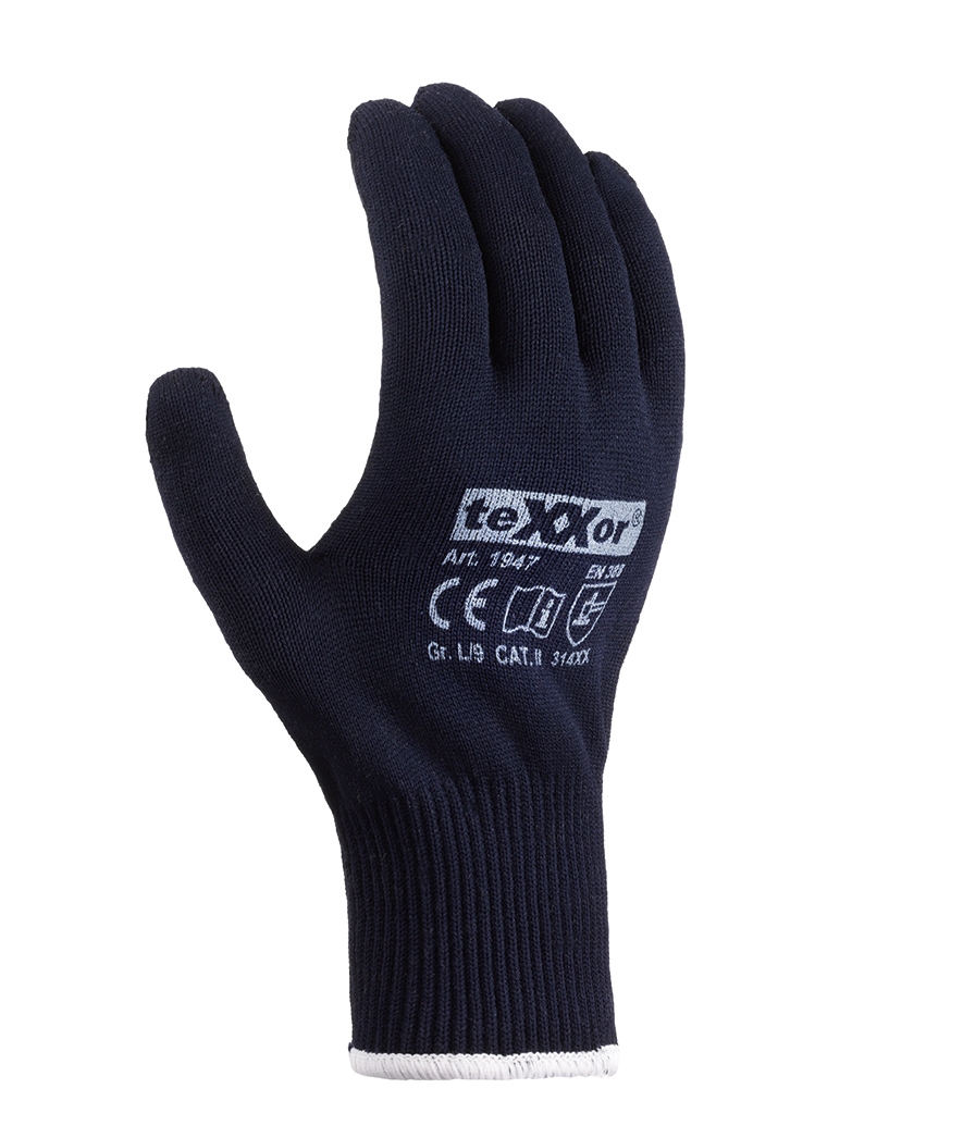 teXXor® Feinstrick-Handschuhe BAUMWOLLE/NYLON blau/rote Noppen