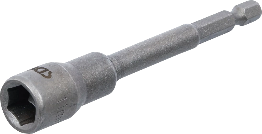 Steckschlüssel-Einsatz Sechskant, extra lang, für Bohrmaschinen, Antrieb Außensechskant 6,3 mm (1/4"), SW 11 mm