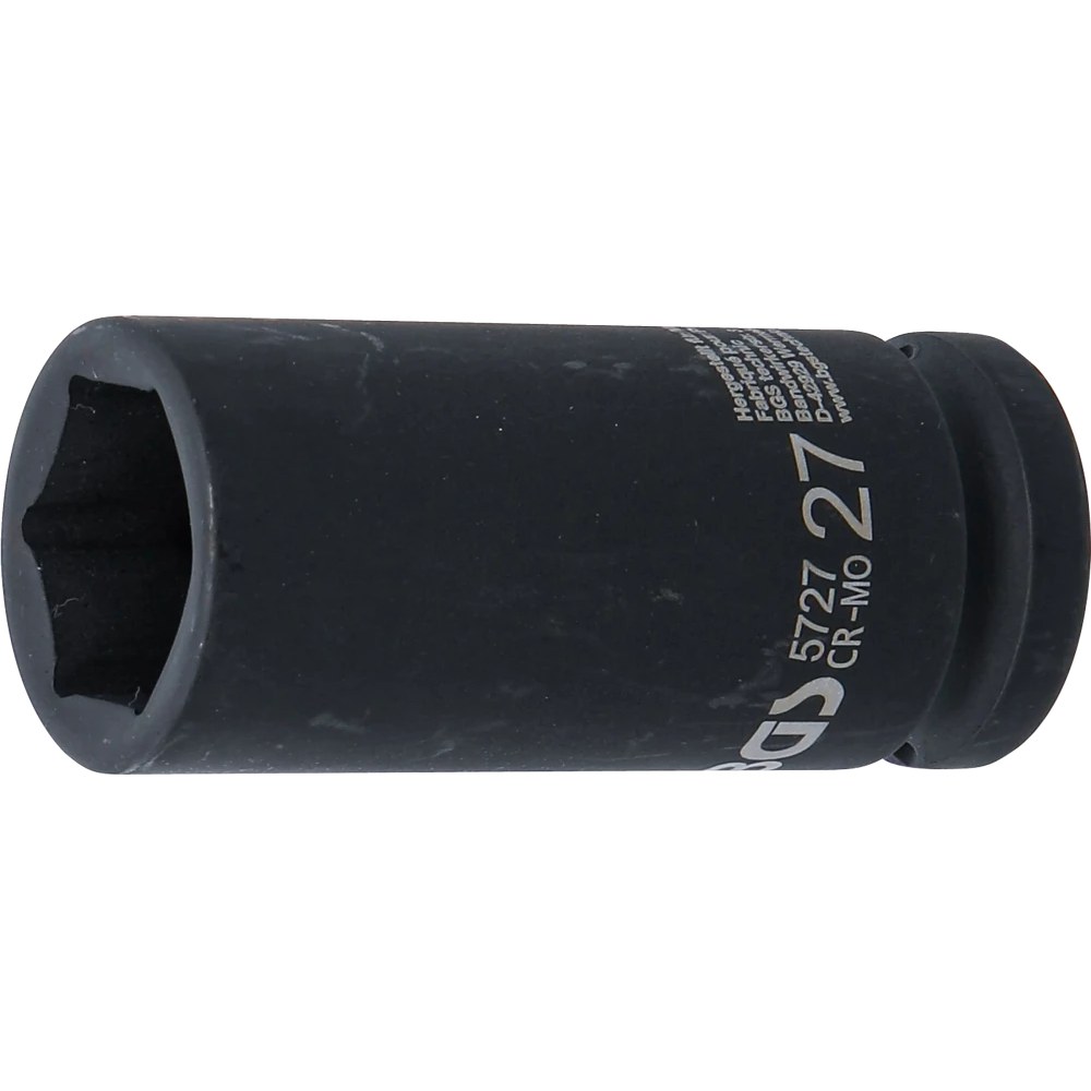 Kraft-Steckschlüssel-Einsatz Sechskant, tief, Antrieb Innenvierkant 20 mm (3/4"), SW 27 mm