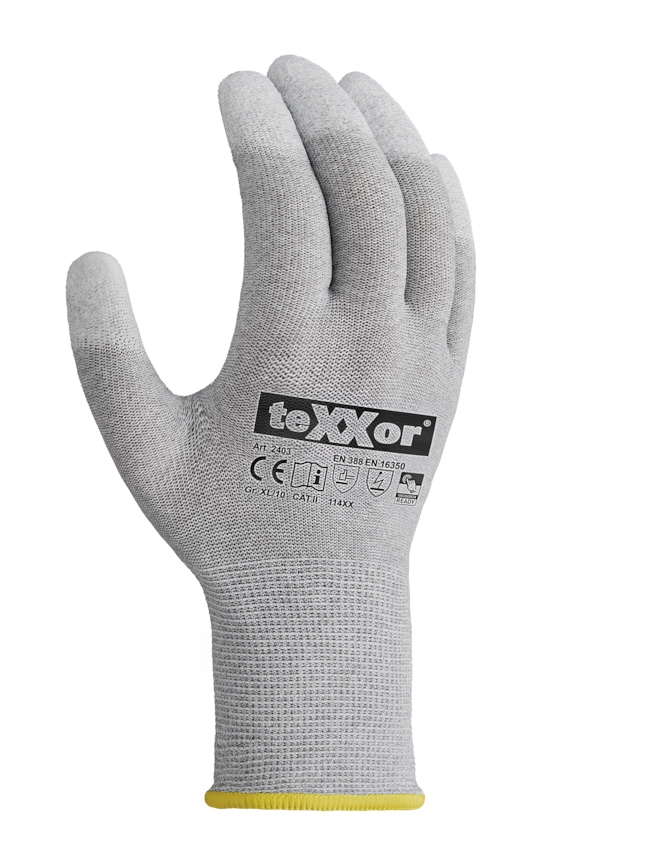 teXXor® Strickhandschuhe ESD 1 grau/ weiß