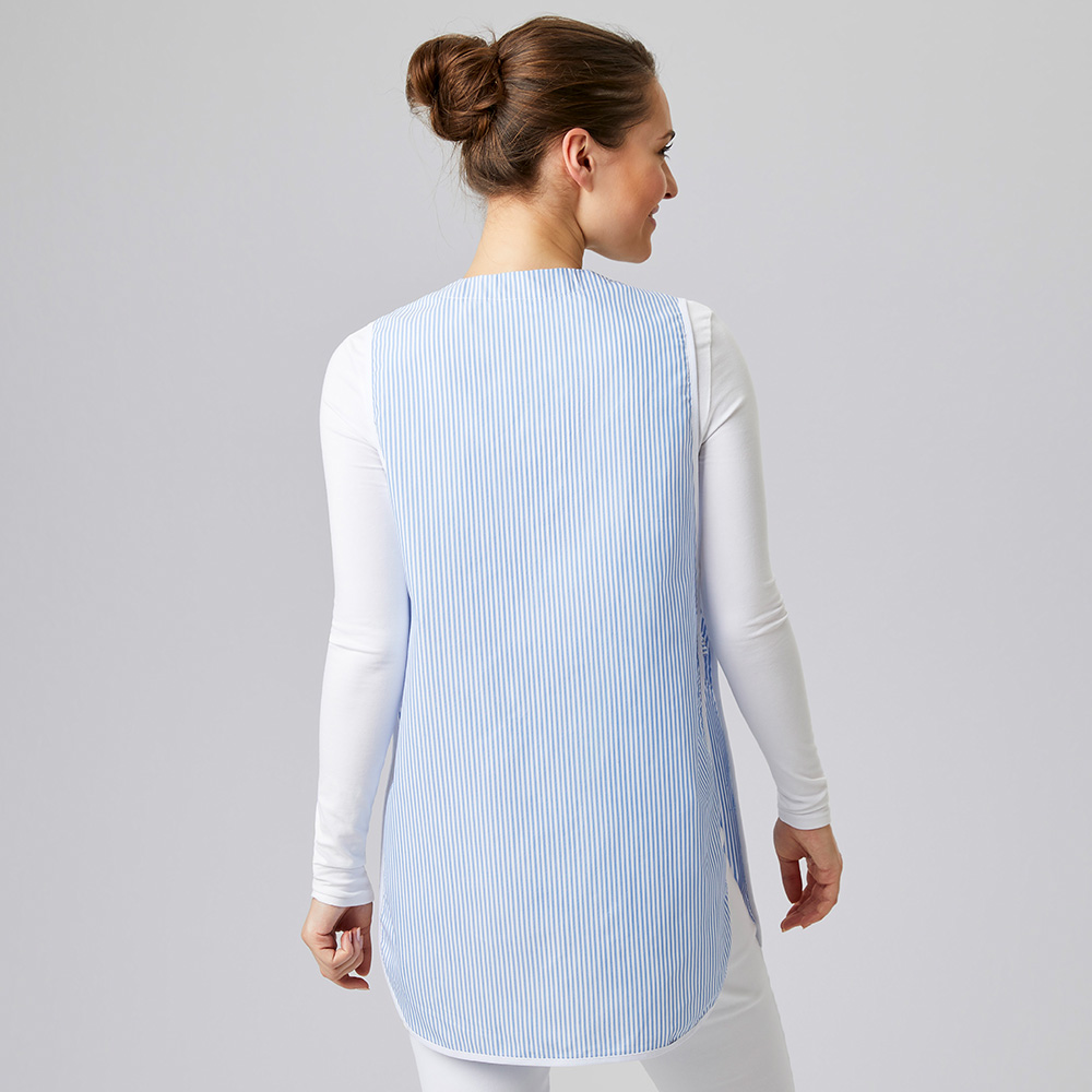 Überwurfschürze blau gestreift, Gr. III (54-62)