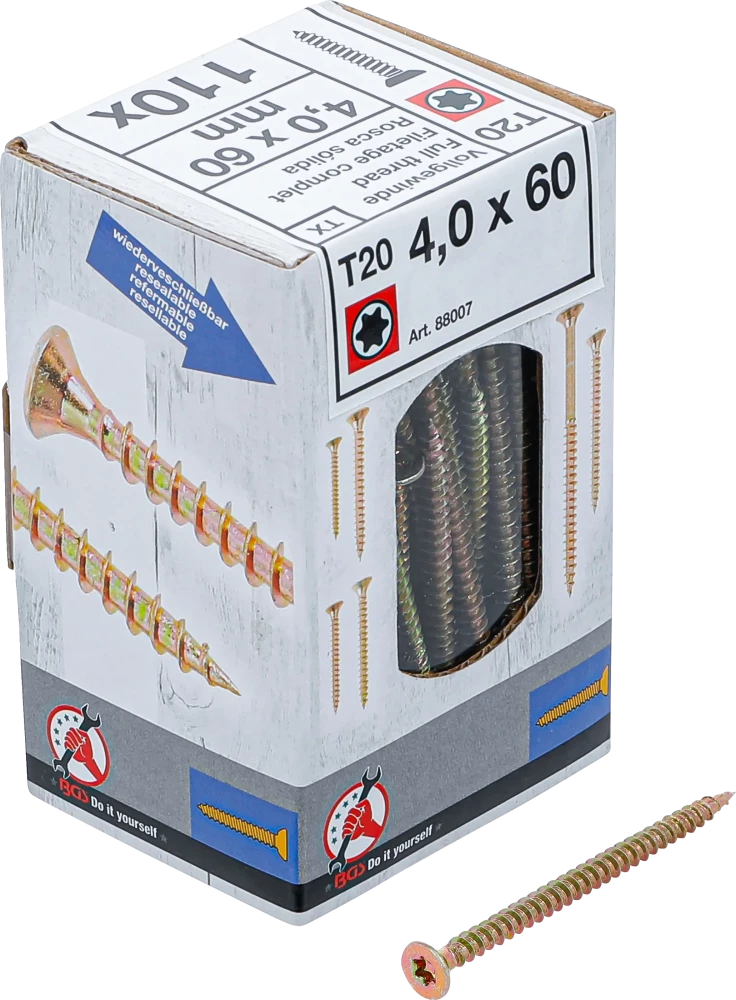 Mehrzweckschrauben, T-Profil (für Torx) T20, 4,0 x 60 mm, 110 Stück