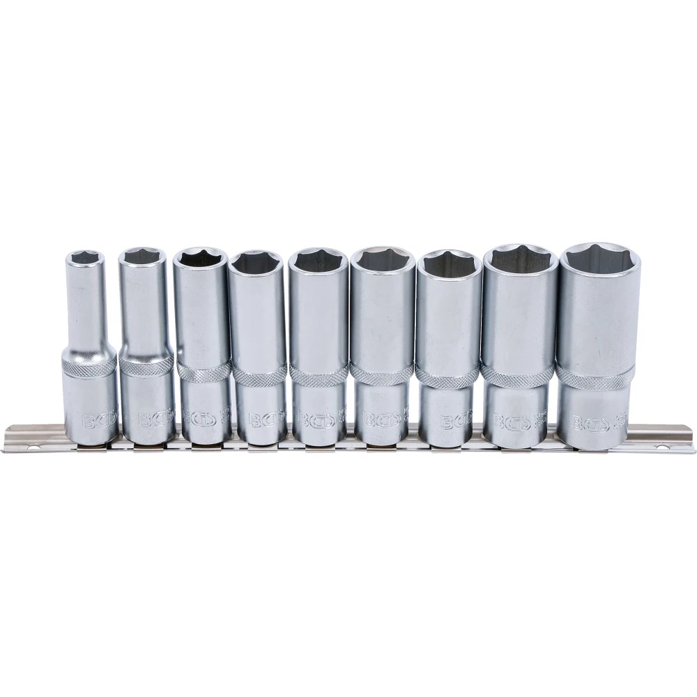 Steckschlüssel-Einsatz-Satz Sechskant, tief, Antrieb Innenvierkant 12,5 mm (1/2"), SW 10 - 24 mm, 9-tlg.