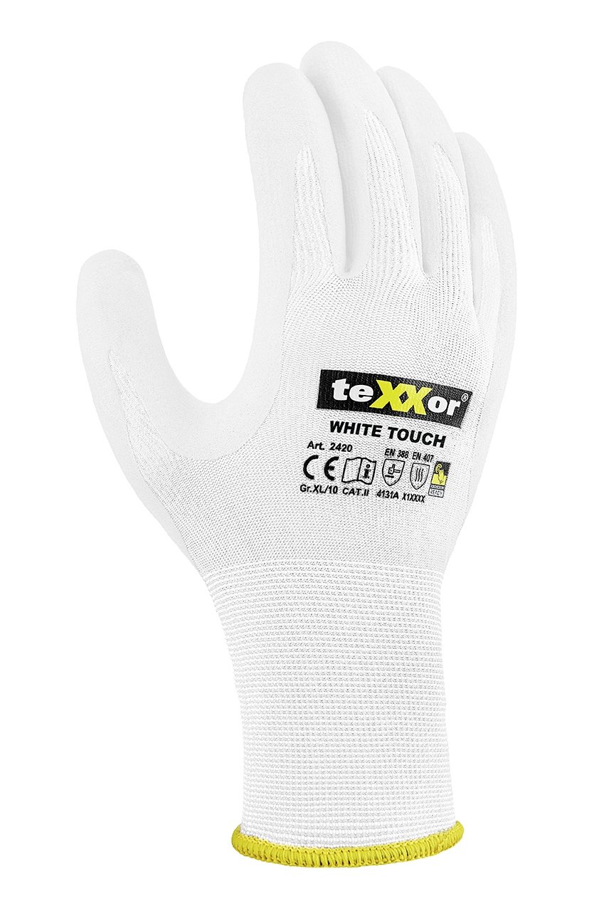 teXXor® Nylon-Strickhandschuhe WHITE TOUCH® weiß/weiß