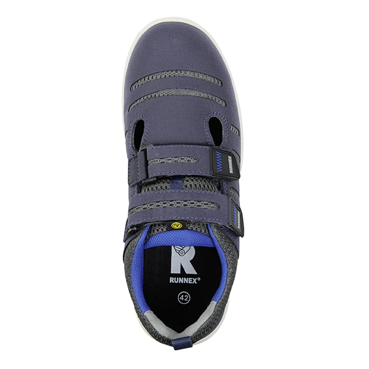 RUNNEX® S1PS-ESD-Sicherheitsklettsandalen FlexStar blau/weiß/grau